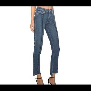 Paige Julia Medium Wash Felice Seamed Distressed Uneven Raw Hem Denim Jean 28x28